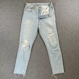 Levis 501 S Skinny Jeans Womens 29x30 Light Wash Distressed White Oak Cone Denim